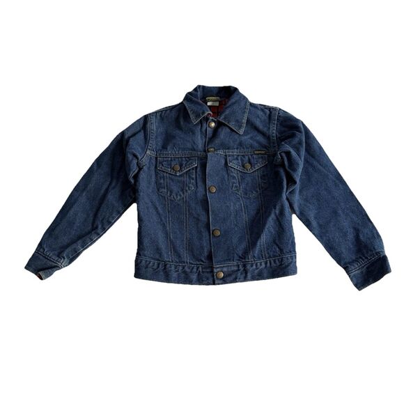 Vtg Boys OshKosh B' Gosh Denim Jean Jacket Red Flannel Lined Trucker Sz 10 USA - Picture 9 of 10
